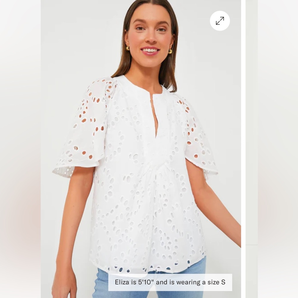 Tuckernuck White Eyelet Finley Flutter Sleeve Top